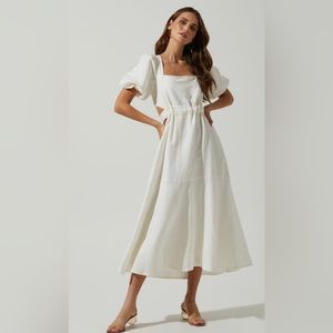NWT ASTR the label Angeles puff sleeve cut out midi dress.